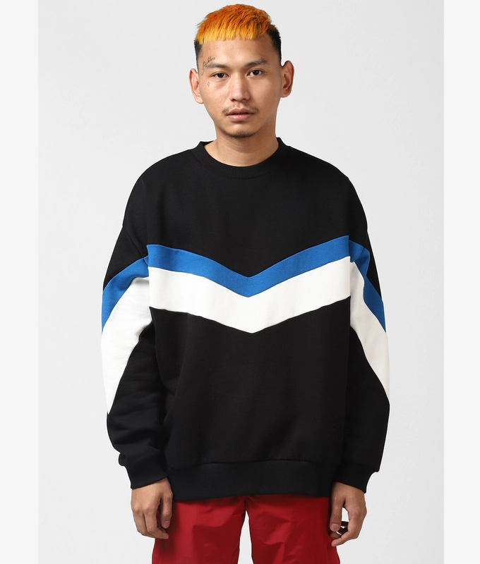 UNISEX CUT AND SEW SWEATSHIRT 'BLACK/BLUE/WHITE'