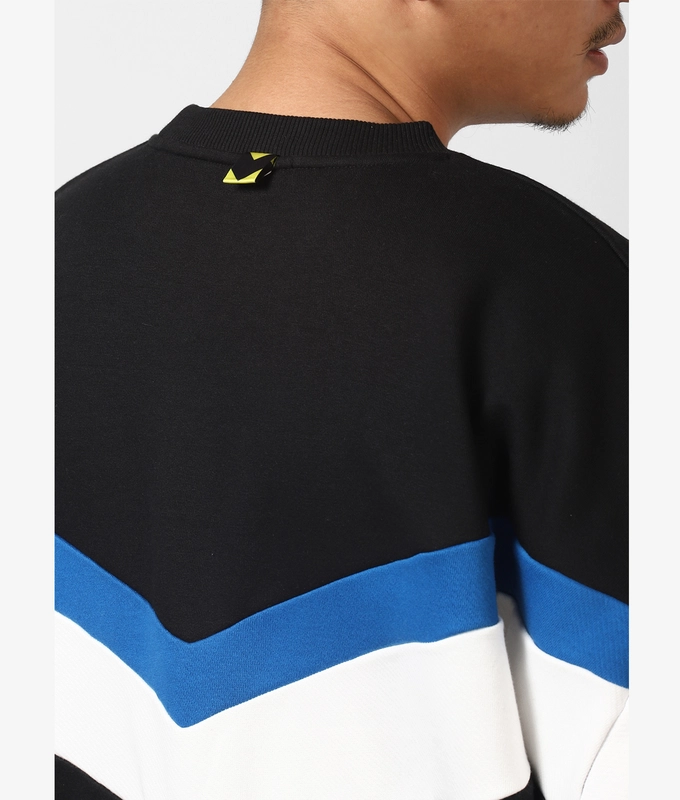 UNISEX CUT AND SEW SWEATSHIRT 'BLACK/BLUE/WHITE'