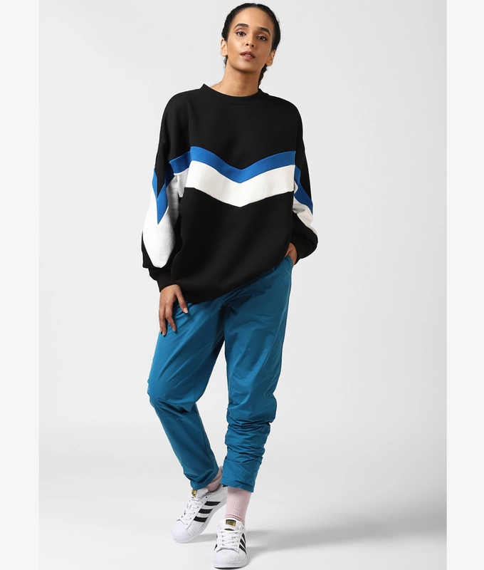 UNISEX CUT AND SEW SWEATSHIRT 'BLACK/BLUE/WHITE'