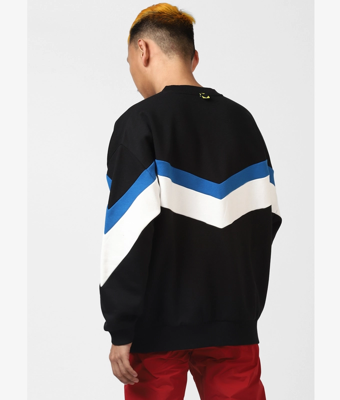 UNISEX CUT AND SEW SWEATSHIRT 'BLACK/BLUE/WHITE'