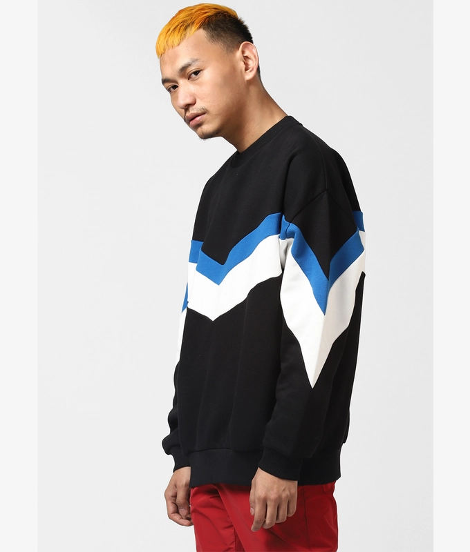 UNISEX CUT AND SEW SWEATSHIRT 'BLACK/BLUE/WHITE'