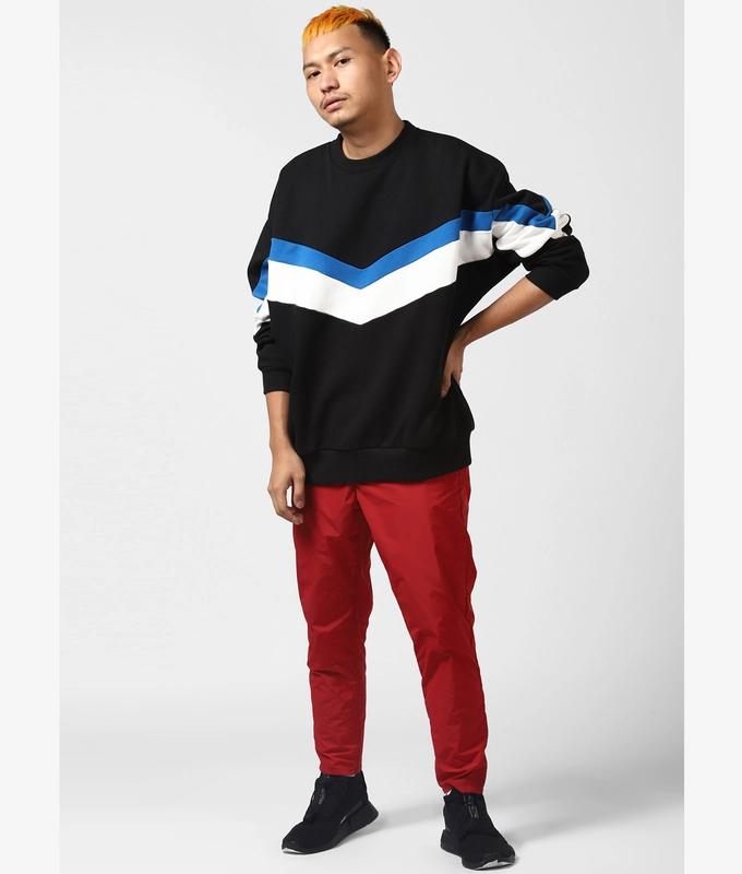 UNISEX CUT AND SEW SWEATSHIRT 'BLACK/BLUE/WHITE'