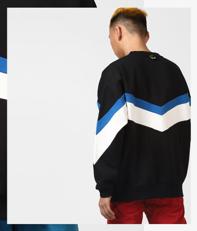 UNISEX CUT AND SEW SWEATSHIRT 'BLACK/BLUE/WHITE'