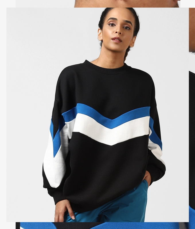 UNISEX CUT AND SEW SWEATSHIRT 'BLACK/BLUE/WHITE'