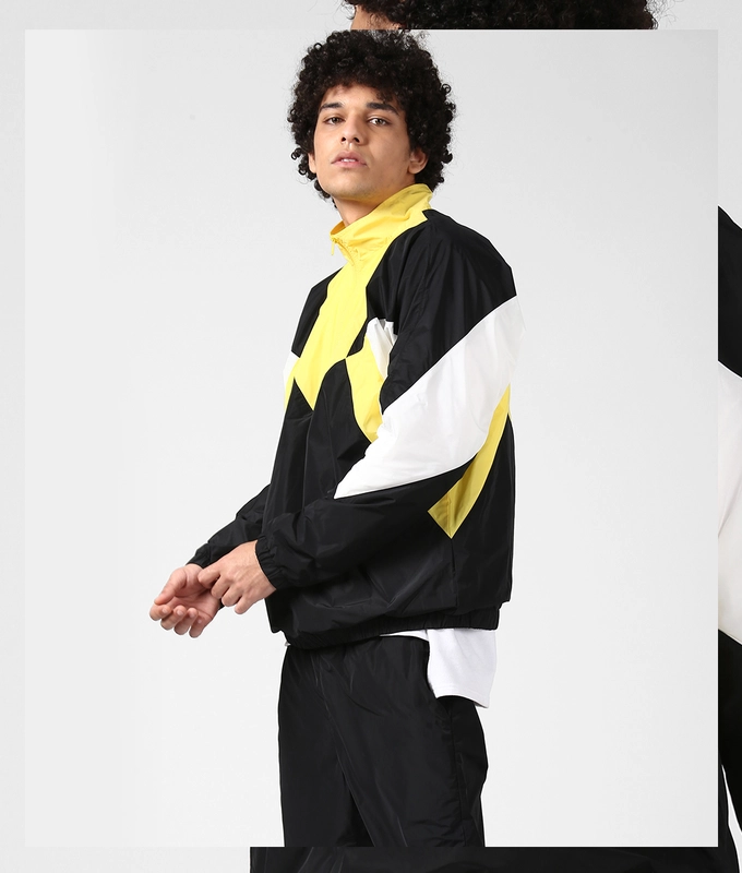 UNISEX PANELLED DTC JACKET 'BLACK/YELLOW'