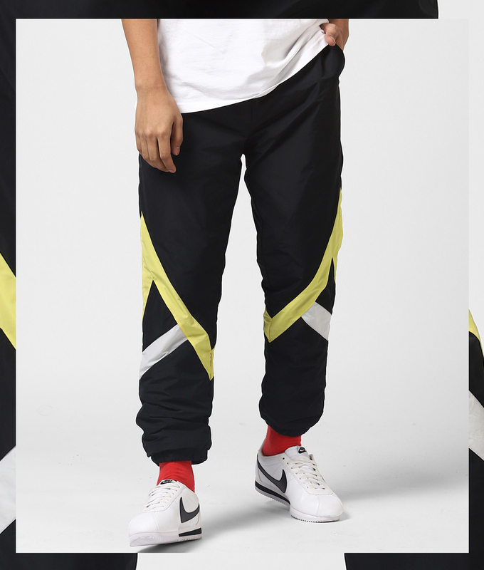 UNISEX PANELLED DTC PANTS 'BLACK/YELLOW'