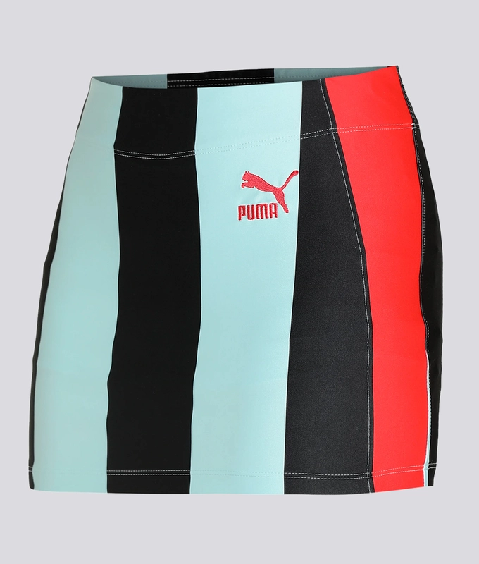 X DUA LIPA STRIPED MINI SKIRT 'BLUE GLOW- PUMA GLOW'