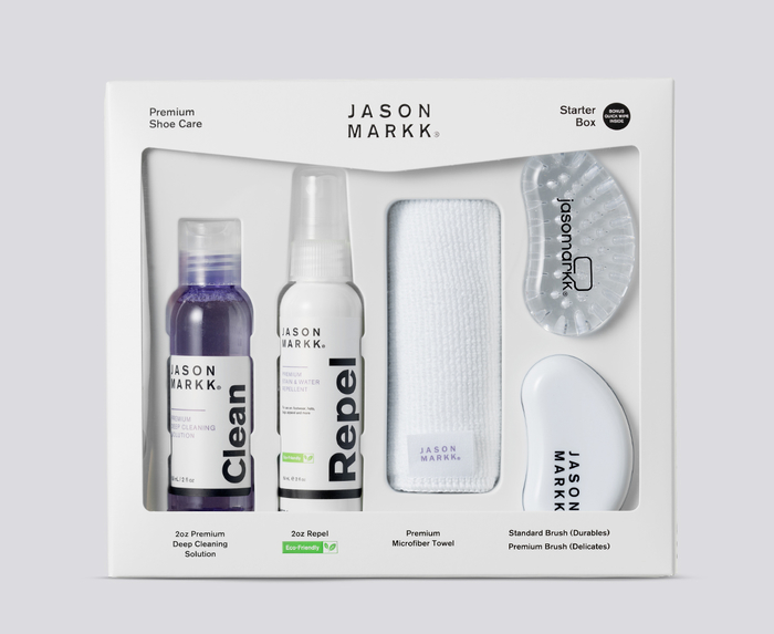 Jason Markk Starter Kit - 2 oz. Premium Deep Cleaning Solution &  Ergonomically Designed Standard Starter Brush - Safe on Nubuck, Cotton, &  Knits 