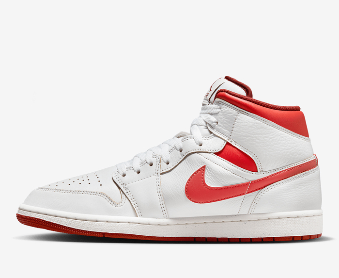 Jordan - AIR JORDAN 1 MID SE 'WHITE/LOBSTER-DUNE RED-SAIL' - VegNonVeg