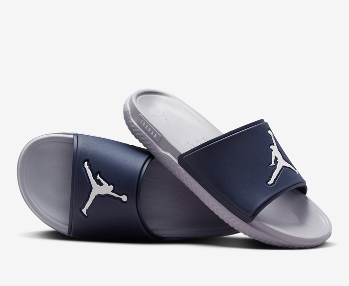 Jordan JUMPMAN SLIDE MIDNIGHT NAVY WHITE CEMENT GREY VegNonVeg