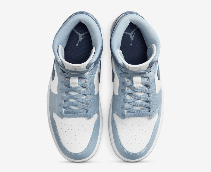 Jordan - AIR JORDAN 1 MID 'SAIL/DIFFUSED BLUE-BLUE GREY-WHITE' - VegNonVeg