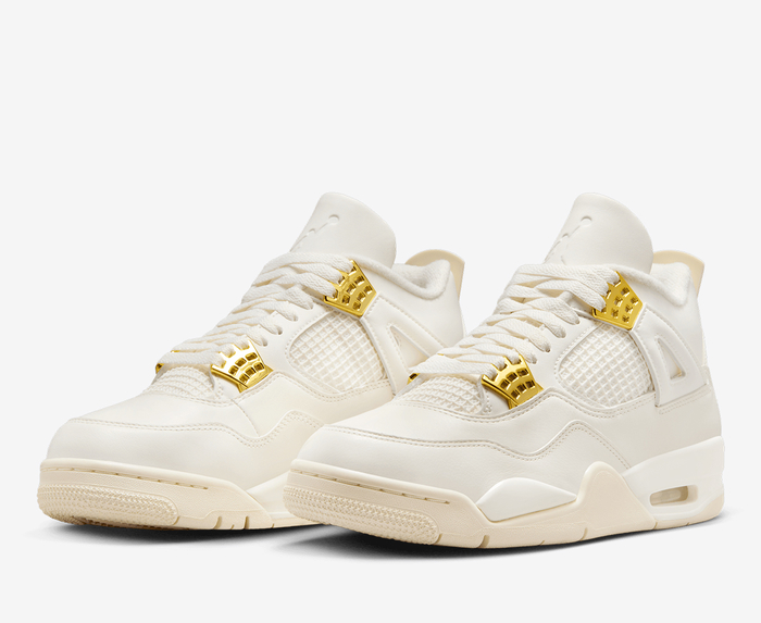 Jordan - AIR JORDAN 4 RETRO 'SAIL/METALLIC GOLD-BLACK' - VegNonVeg