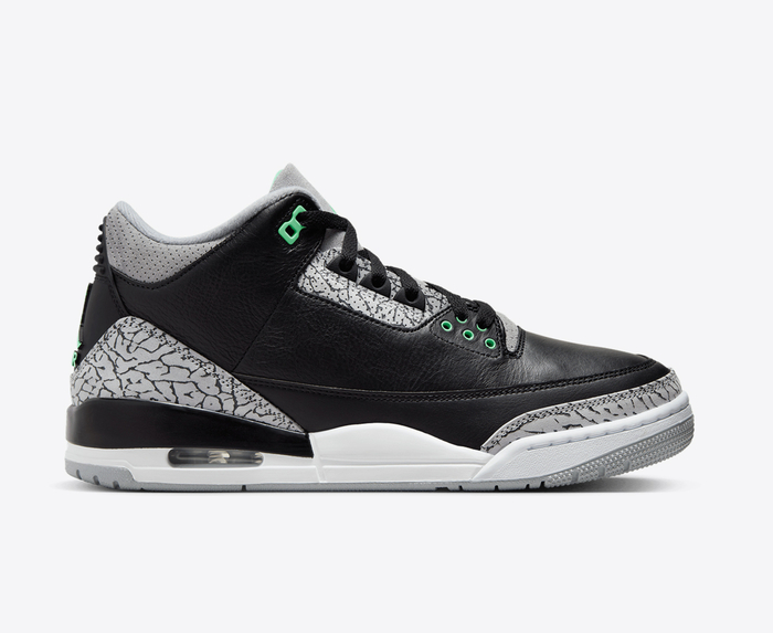 Jordan AIR JORDAN 3 RETRO BLACK GREEN GLOW WOLF GREY WHITE VegNonVeg