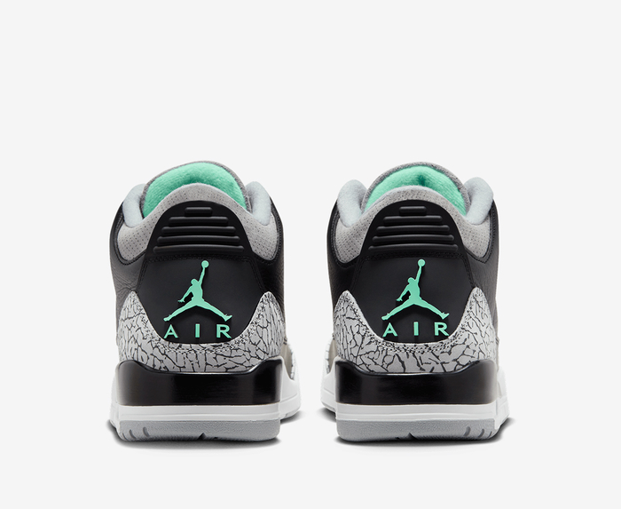 Jordan - AIR JORDAN 3 RETRO 'BLACK/GREEN GLOW-WOLF GREY-WHITE' - VegNonVeg