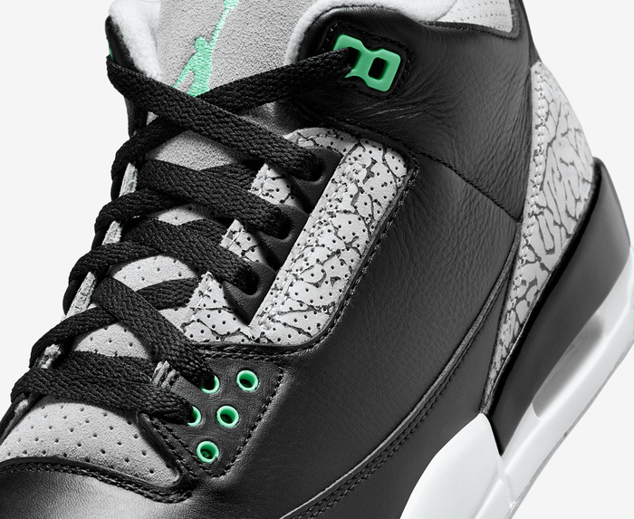 Jordan - AIR JORDAN 3 RETRO 'BLACK/GREEN GLOW-WOLF GREY-WHITE' - VegNonVeg