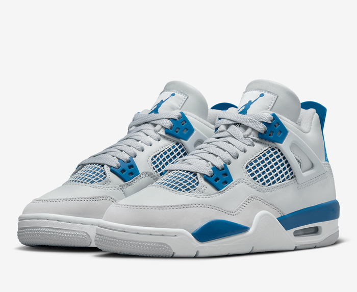 Jordan - AIR JORDAN 4 RETRO 'OFF WHITE/MILITARY BLUE-NEUTRAL GREY' GS ...