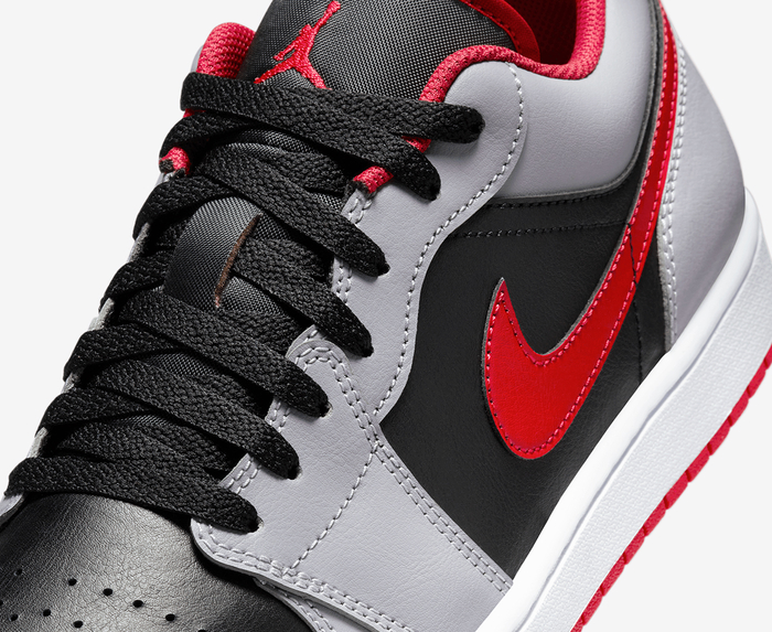 Jordan - AIR JORDAN 1 LOW 'BLACK/FIRE RED-CEMENT GREY-WHITE' - VegNonVeg