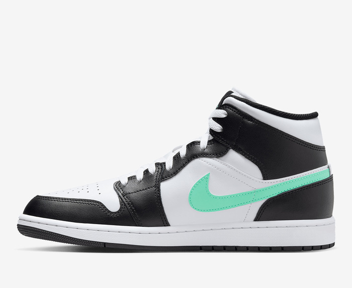 Jordan - AIR JORDAN 1 MID 'WHITE/GREEN GLOW-BLACK' - VegNonVeg