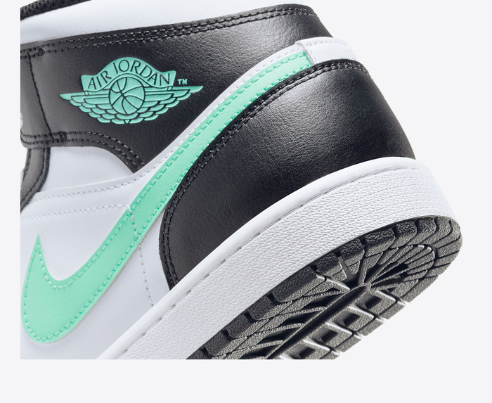 Jordan - AIR JORDAN 1 MID 'WHITE/GREEN GLOW-BLACK' - VegNonVeg