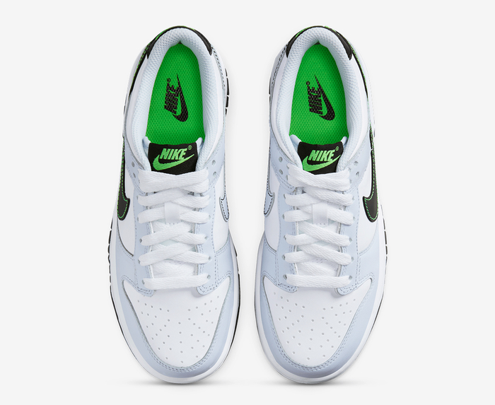 Nike - DUNK LOW 'WHITE/BLACK-FOOTBALL GREY-GREEN STRIKE' - VegNonVeg