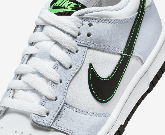 Nike - DUNK LOW 'WHITE/BLACK-FOOTBALL GREY-GREEN STRIKE' - VegNonVeg