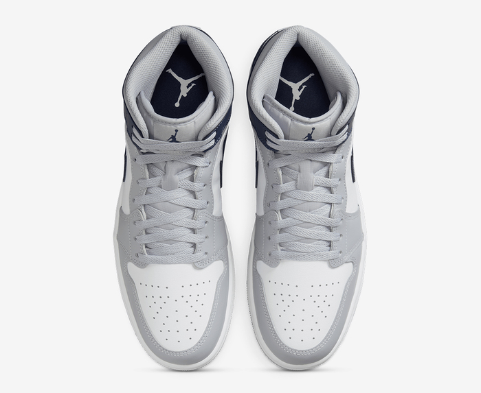 Jordan - AIR JORDAN 1 MID 'WHITE/MIDNIGHT NAVY-WOLF GREY' - VegNonVeg