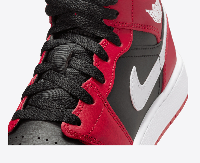 Jordan AIR JORDAN 1 MID GS BLACK WHITE GYM RED VegNonVeg