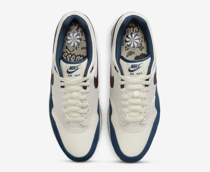 Nike - AIR MAX 1 'COCONUT MILK/BURGUNDY CRUSH-ARMORY NAVY' - VegNonVeg