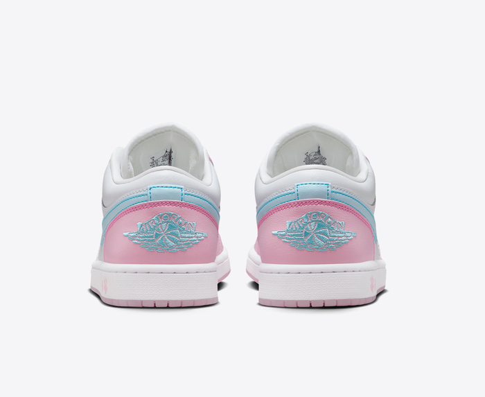 Jordan white pink blue best sale