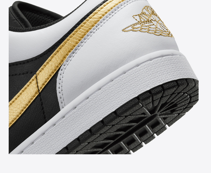 Jordan AIR JORDAN 1 LOW WHITE METALLIC GOLD BLACK VegNonVeg