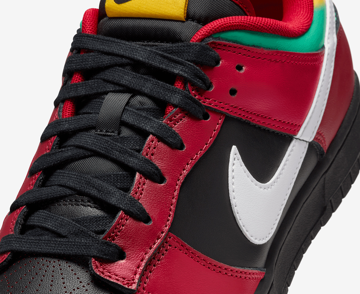 Nike DUNK LOW RETRO BLACK WHITE GYM RED UNIVERSITY GOLD VegNonVeg