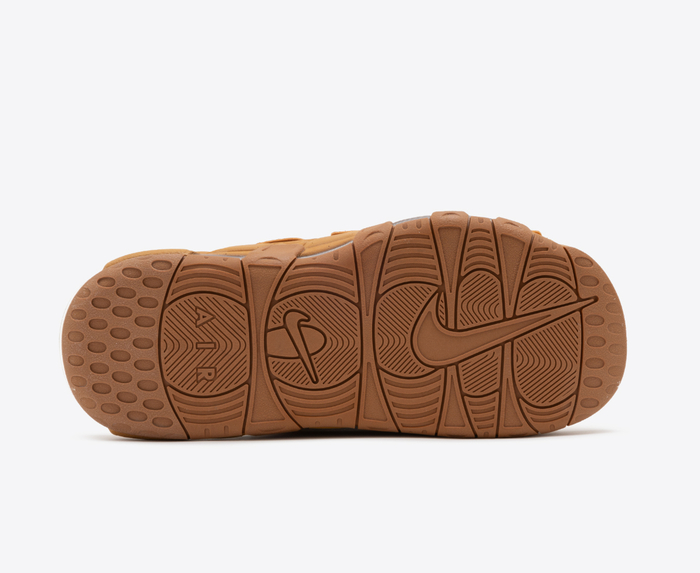 Nike AIR MORE UPTEMPO SLIDE FLAX GUM MEDIUM BROWN CLEAR VegNonVeg