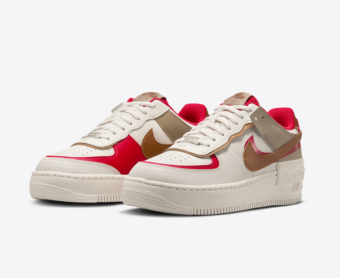 Nike AIR FORCE 1 SHADOW PHANTOM LIGHT BRITISH TAN FIRE RED KHAKI VegNonVeg