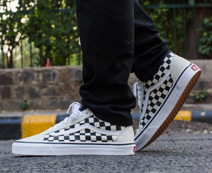 Vans VANS OLD SKOOL CHECKERBOARD WHITE BLACK VegNonVeg