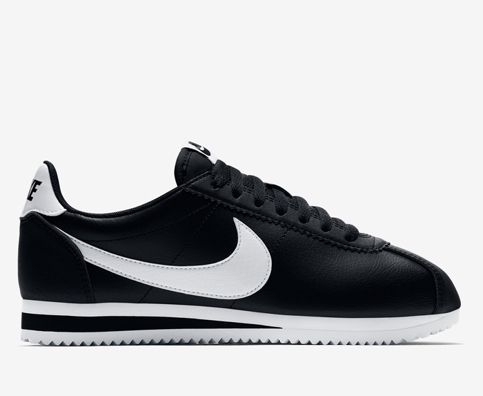 Nike NIKE WMNS CLASSIC CORTEZ LEATHER BLACK WHITE VegNonVeg