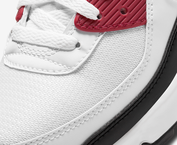 Nike - AIR MAX 90 'WHITE/WHITE-NEW MAROON-BLACK' - VegNonVeg