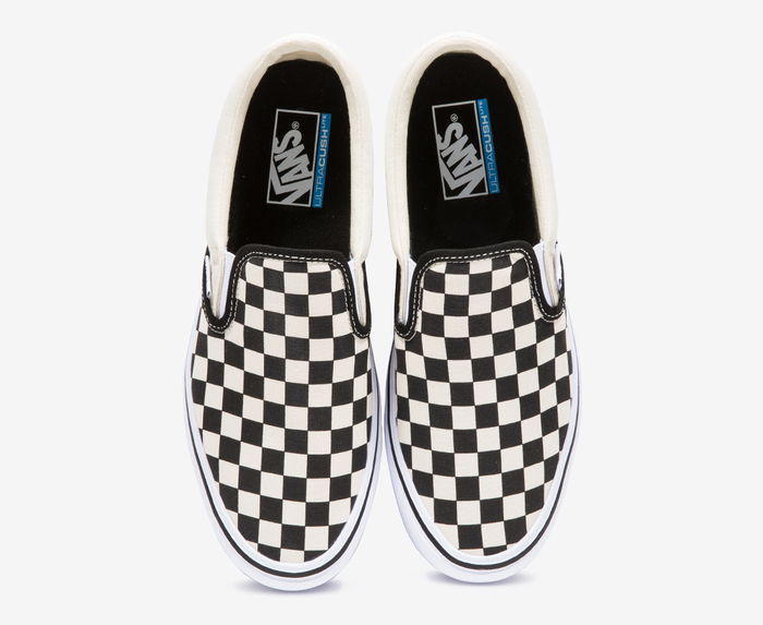 Vans SLIP ON LITE CHECKERBOARD BLACK CLASSIC WHITE VegNonVeg
