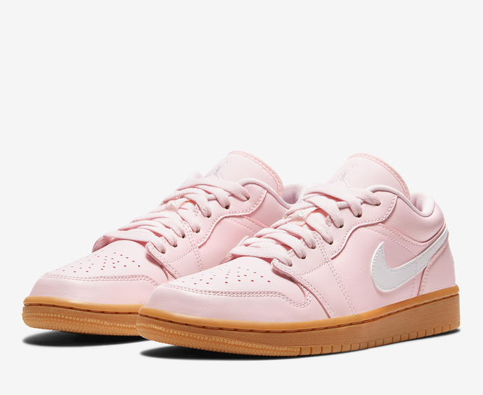 Pink and white discount low top jordans