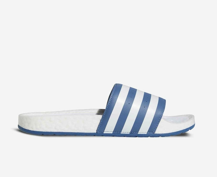 Adidas slides white online and blue