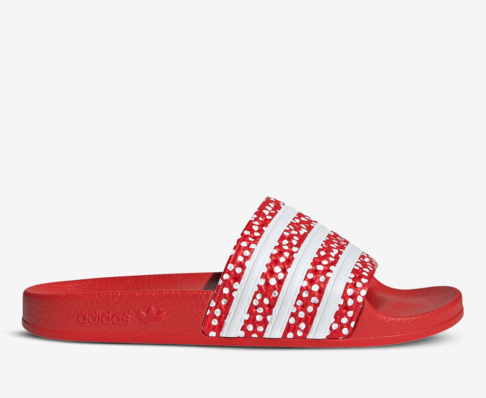 Adidas Originals - ADILETTE - \'CLOUD VegNonVeg WHITE/VIVID RED