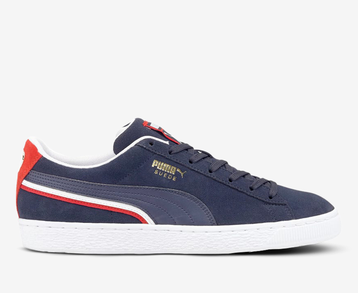 Puma suede classic sport stripes white and red shoes best sale