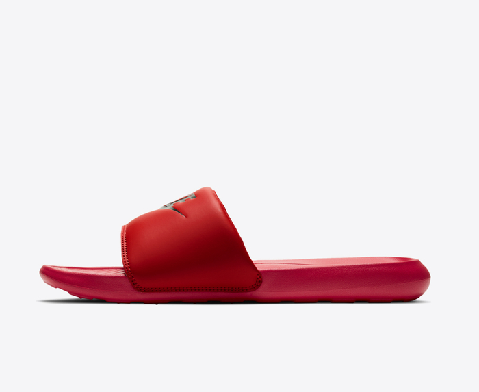 Red nike best sale slides womens