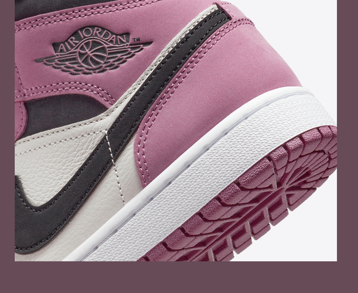 Jordan WMNS AIR JORDAN 1 MID SE LIGHT MULBERRY BLACK LIGHT BONE WHITE VegNonVeg