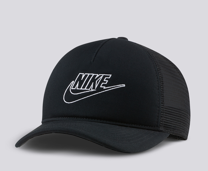 Nike - U NSW CLC99 FUTURA TRKR CAP 'BLACK/BLACK/WHITE' - VegNonVeg