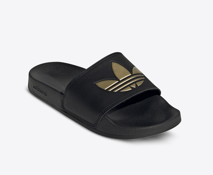 Adidas flip flops discount black and gold