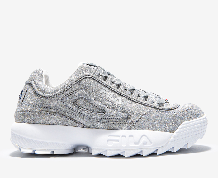 Fila disruptor on sale silver glitter