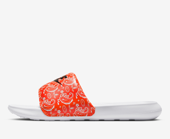 Orange and clearance white nike slides