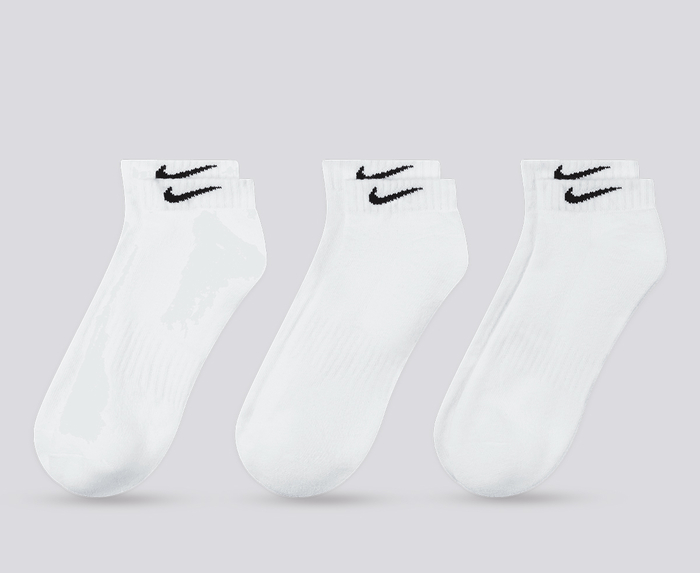 Nike - U NK EVERYDAY CUSH LOW SOCKS 3PR 'WHITE/BLACK' - VegNonVeg