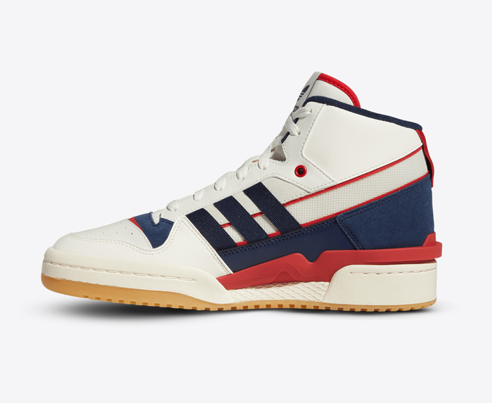 Adidas Originals FORUM EXHIBIT MID 2 OFF WHITE COLLEGIATE NAVY SCARLET VegNonVeg