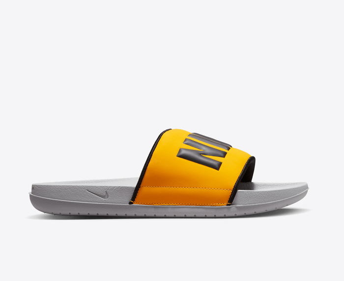 Nike OFFCOURT SLIDE UNIVERSITY GOLD BLACK WOLF GREY VegNonVeg